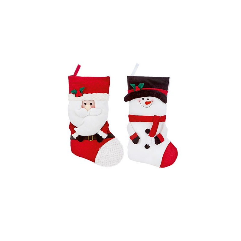 Novelty Christmas stocking - Santa/Snowman