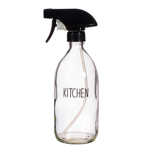 Kitchen refillable bottle with spray nozzle