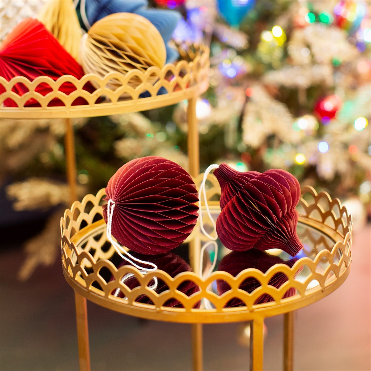 Burgundy honeycomb hanging decorations