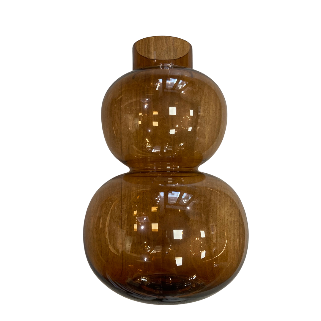 Toffee coloured glass stacked vase