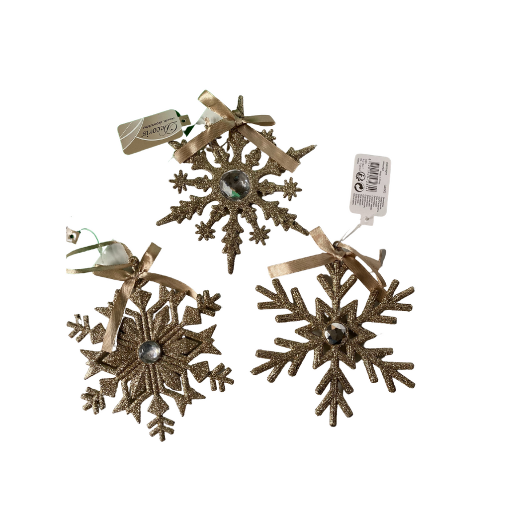 Champagne snowflake hanging decorations
