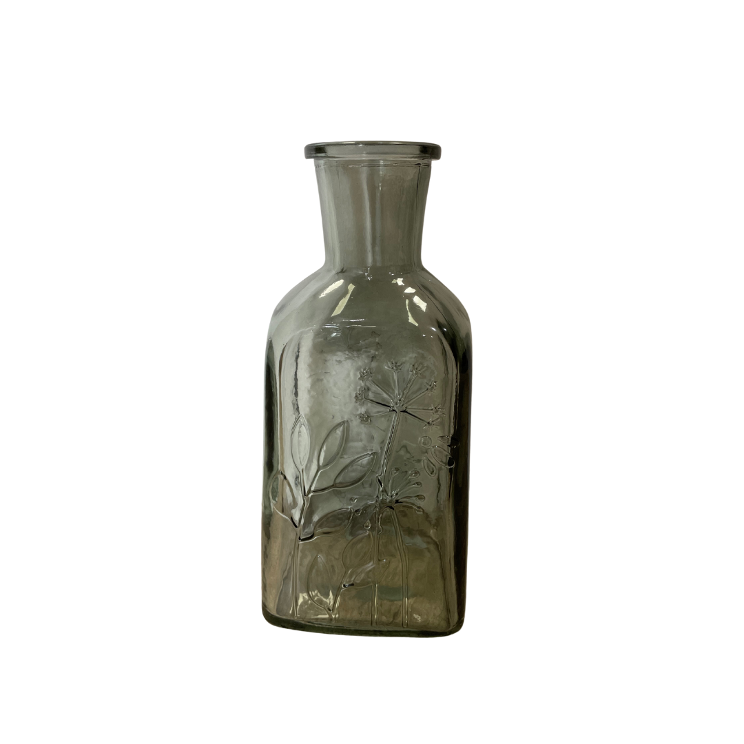 Green glass meadow design bottle vase