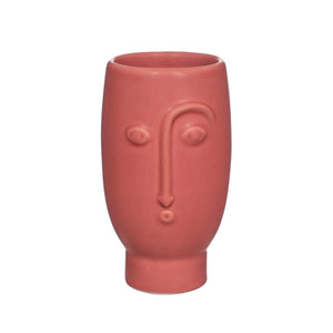 Mini face vase matte red
