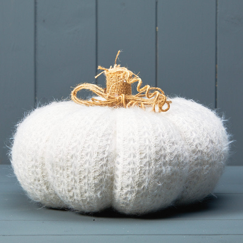White knitted squat pumpkin
