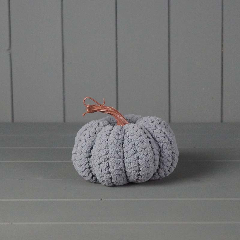 Small grey knitted squat pumpkin