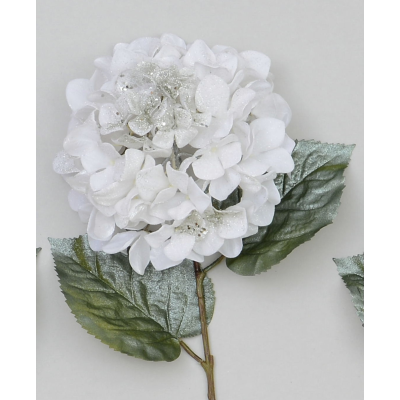 White glitter hydrangea stem