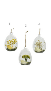 Easter chicks in glass egg hanging decorations