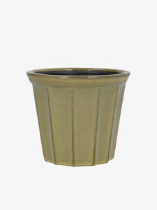 Green ribbed ceramic pot cover