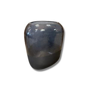 Short midnight blue glass vase