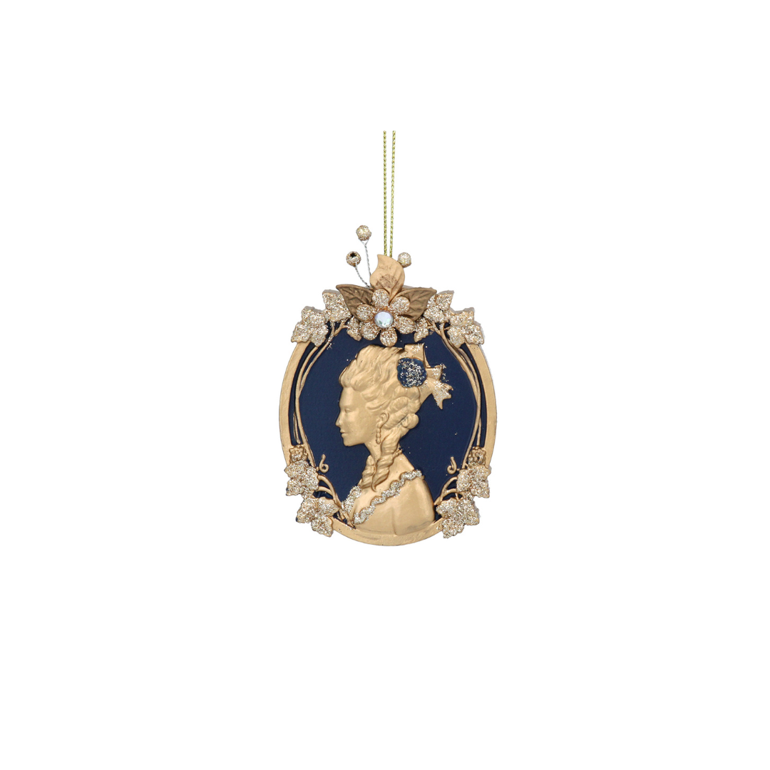 Blue/Gold resin ladies head cameo disc dec