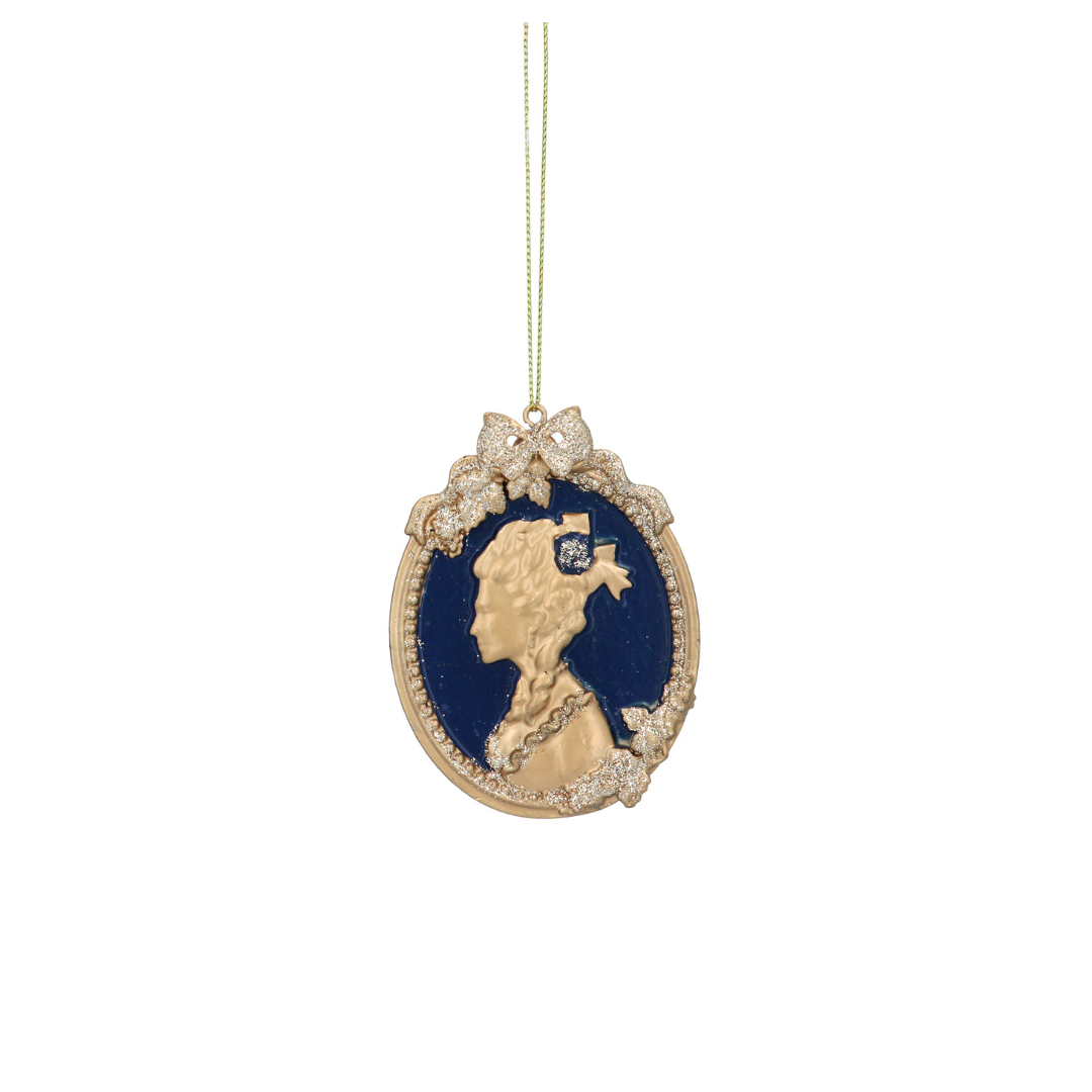 Blue/Gold resin ladies head cameo disc dec