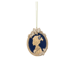 Blue/Gold resin ladies head cameo disc dec