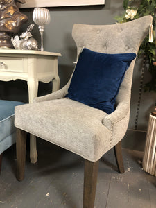 Silver/Grey button front dining chair with knocker back
