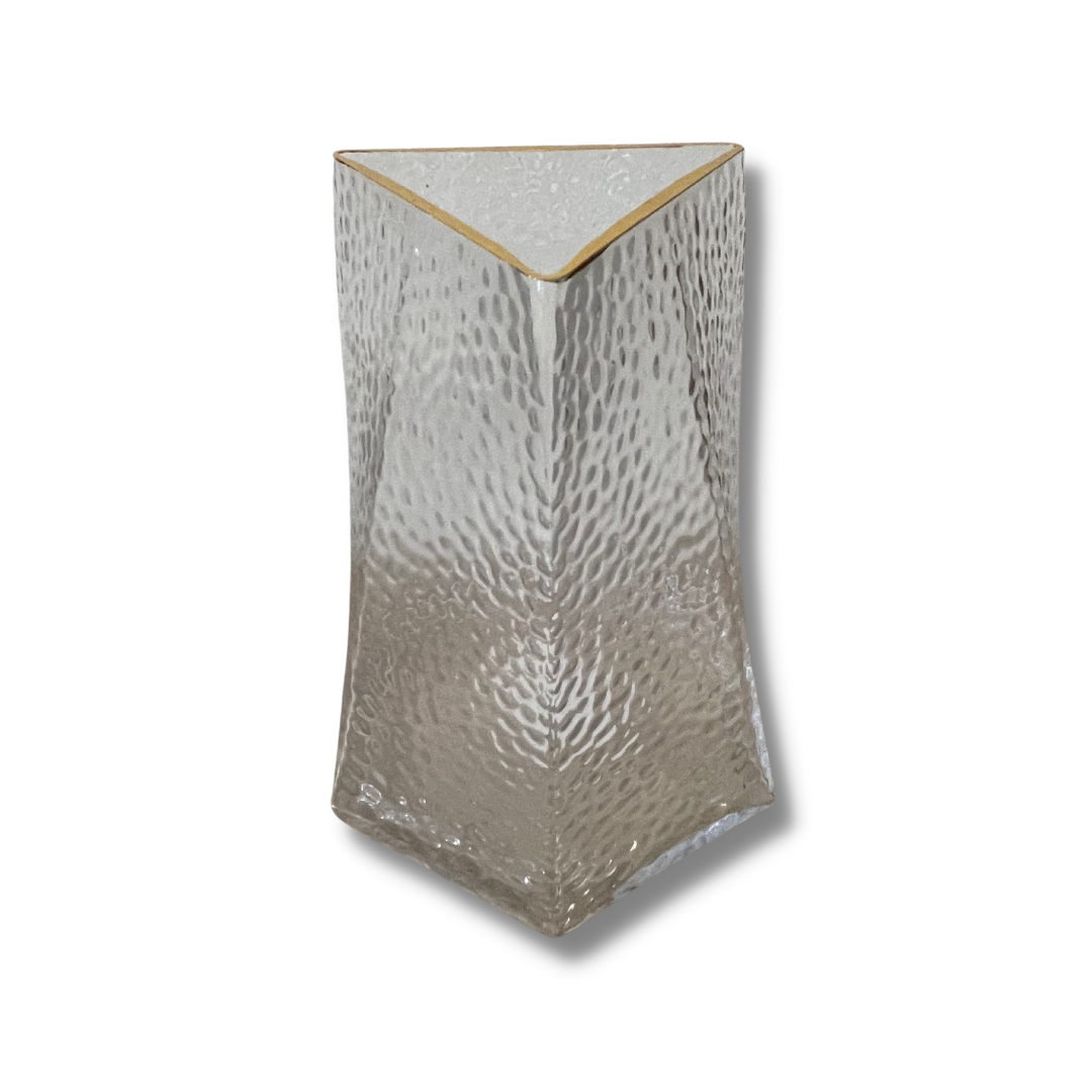 Short hammered glass vase