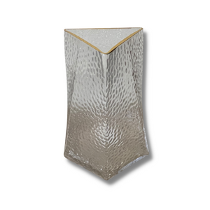 Short hammered glass vase