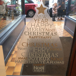 Gold and silver Christmas window sticker