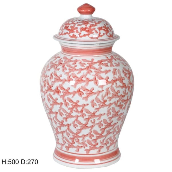 Coral patterned ginger jar