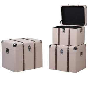 Large beige trunk with wood trim