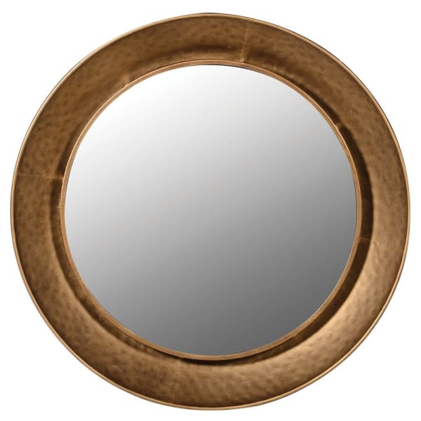 Gold rim round wall mirror