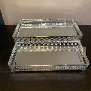 Small rectangular mirrored tray