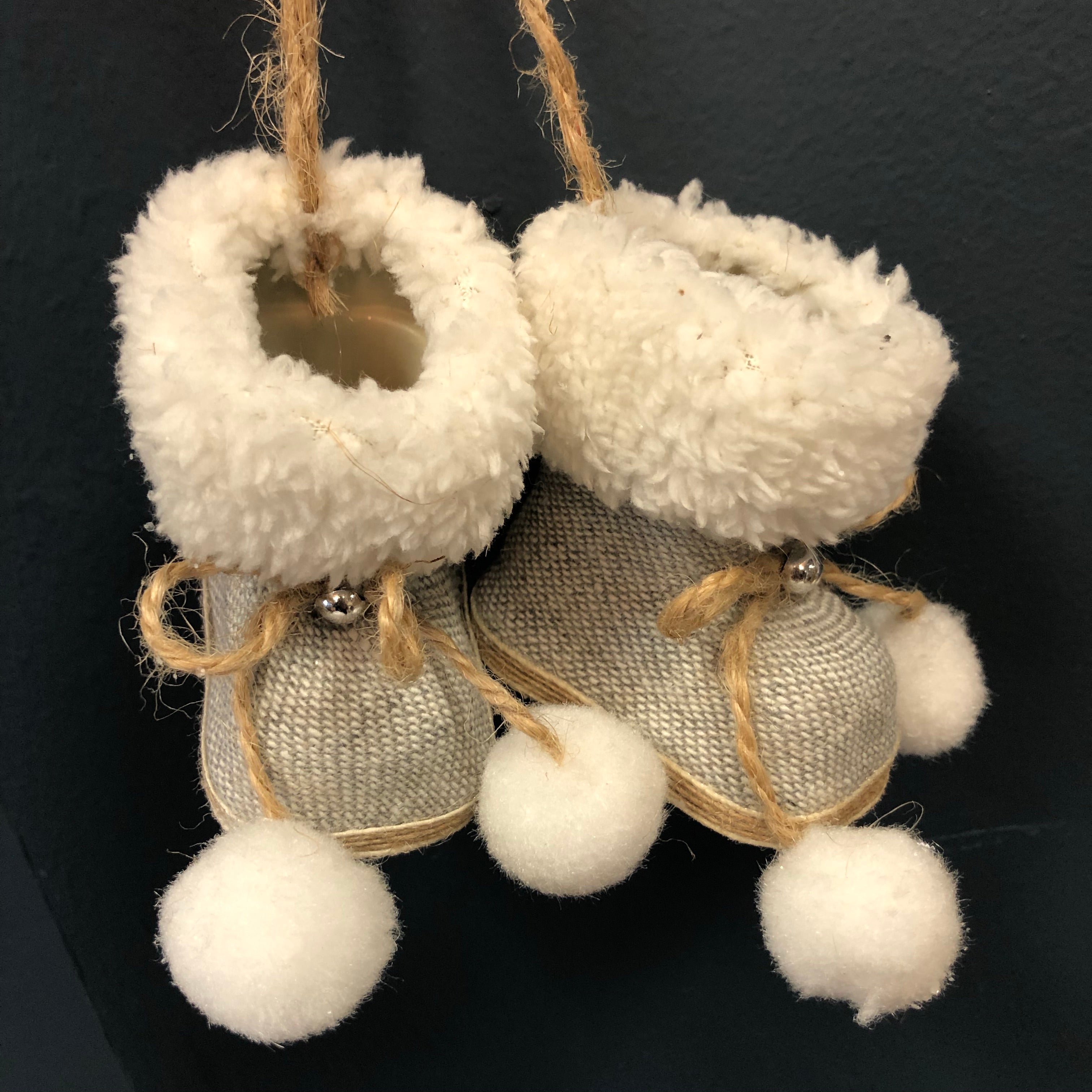 Grey snow boot hanging decoration