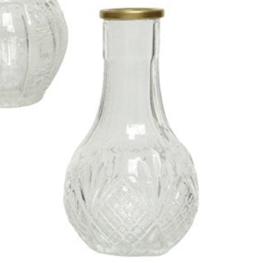 Antique style glass budvase with gold rim