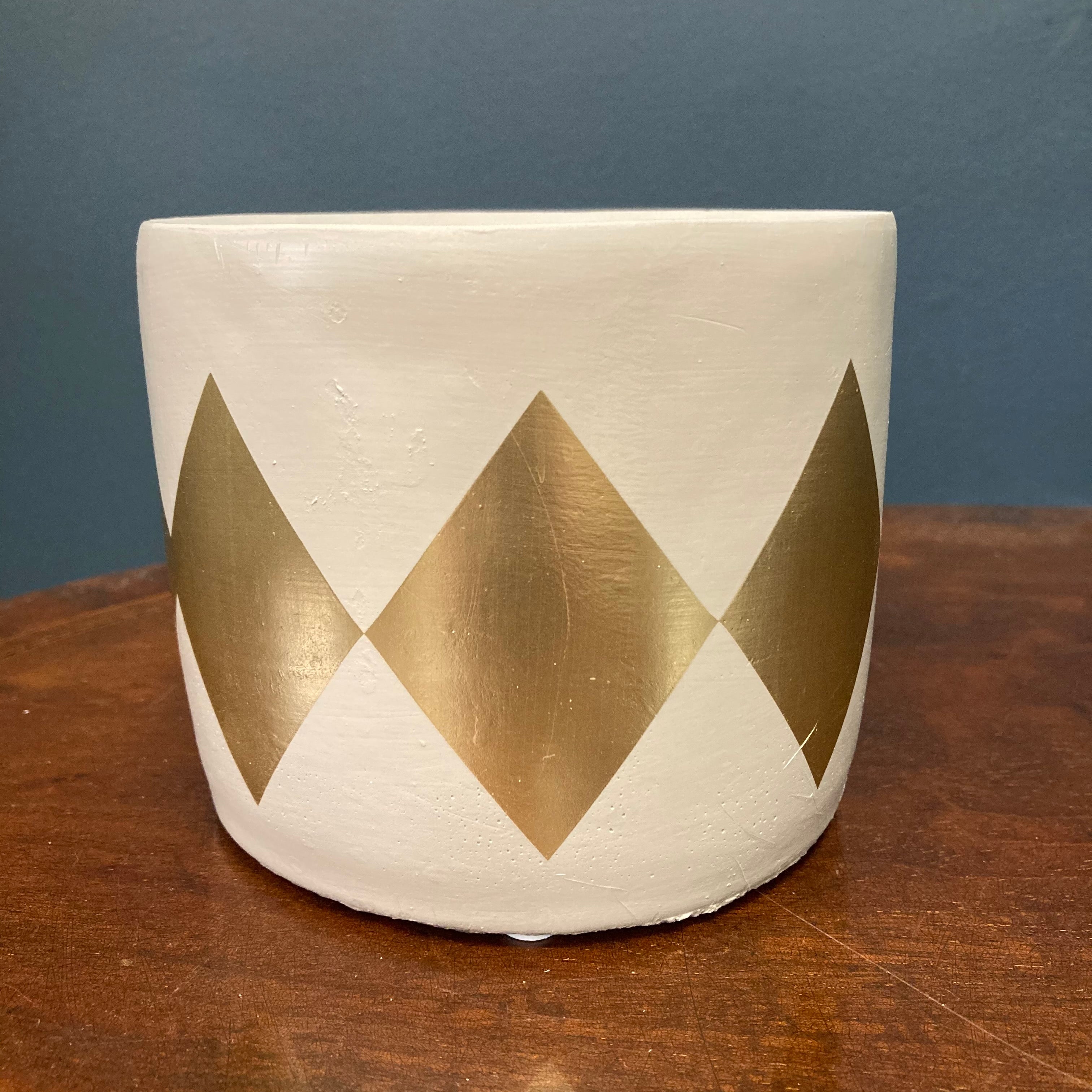 Dina gold diamond and grey plant pot