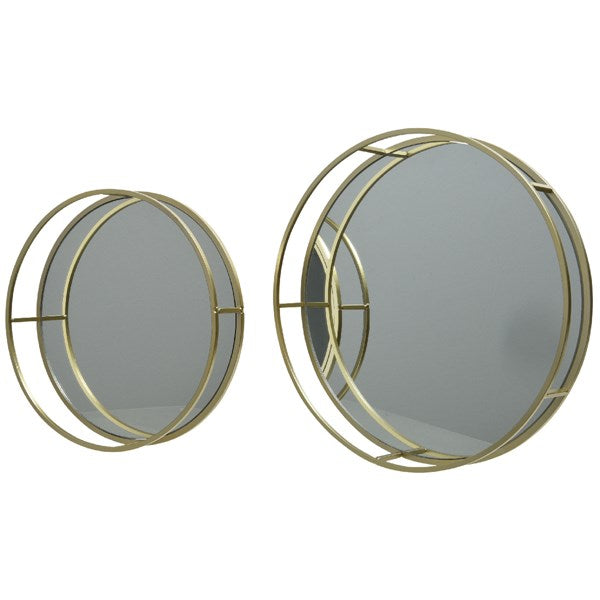 Round champagne gold mirrored tray