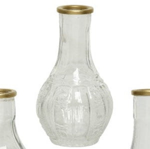 Antique style glass budvase with gold rim