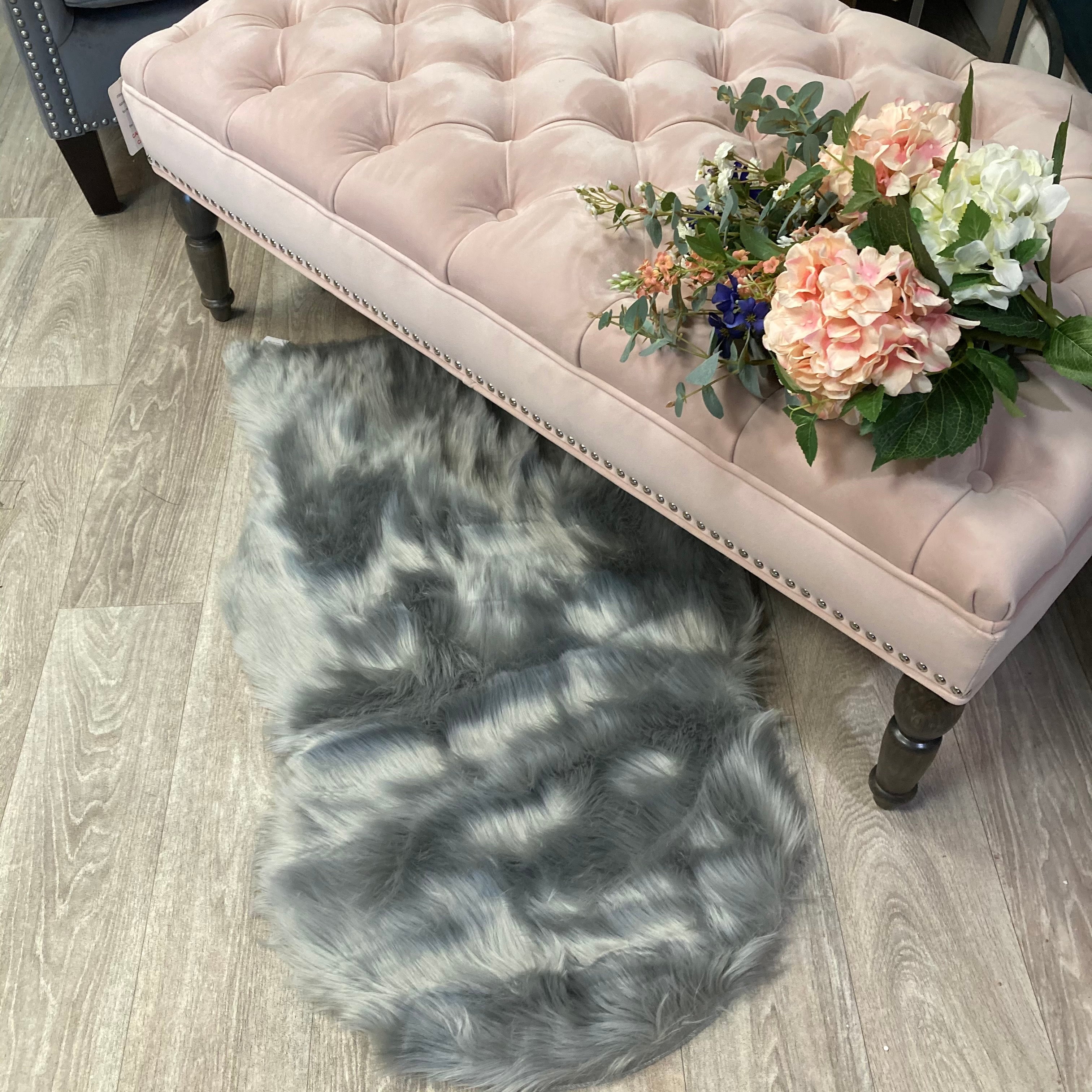 Grey faux fur rug