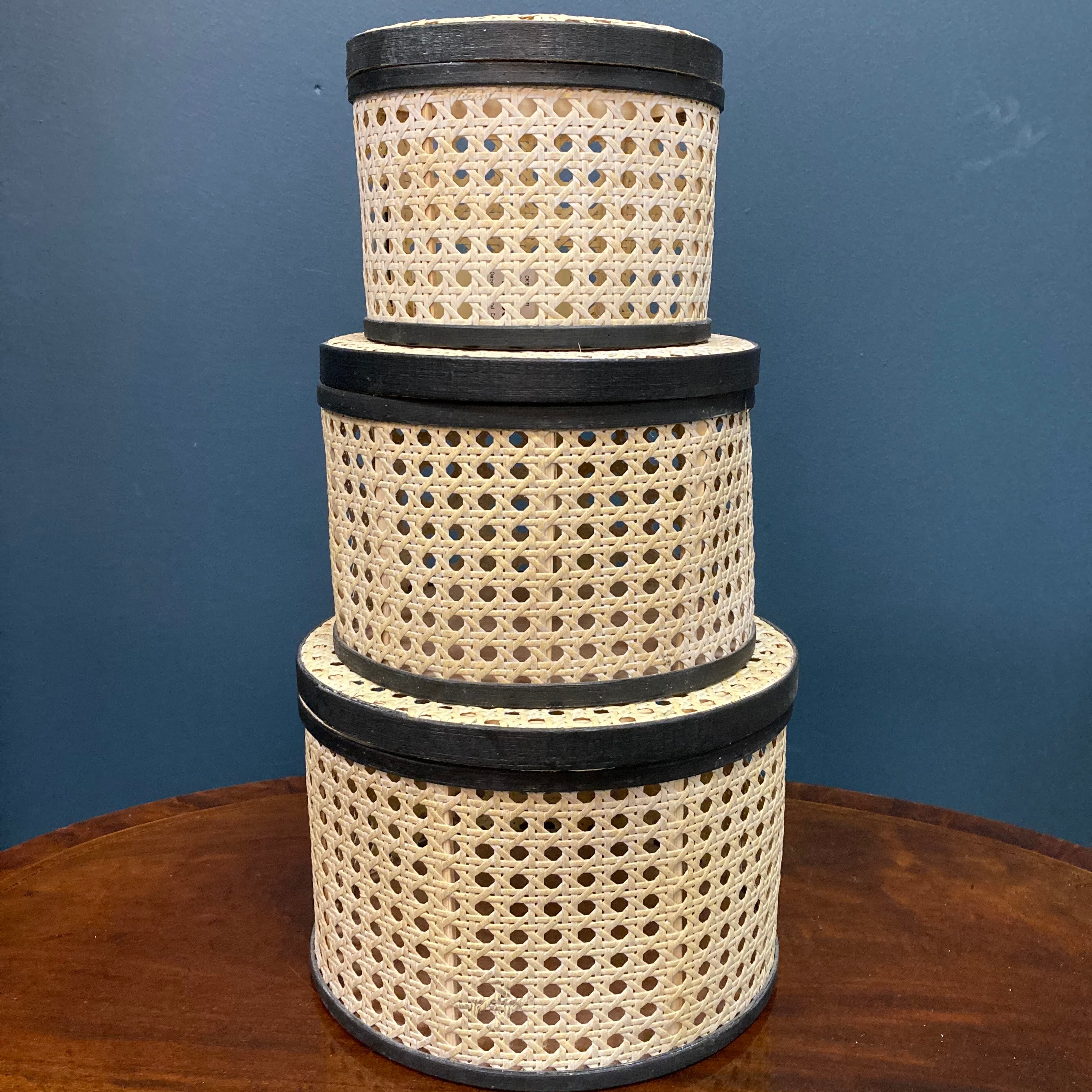 Medium monochrome rattan storage basket