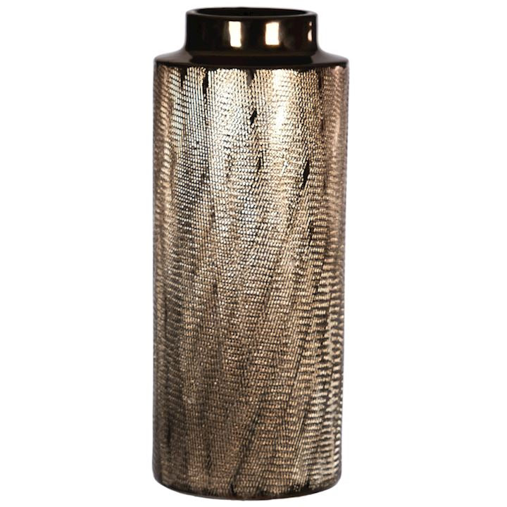 Gold tall etched vase