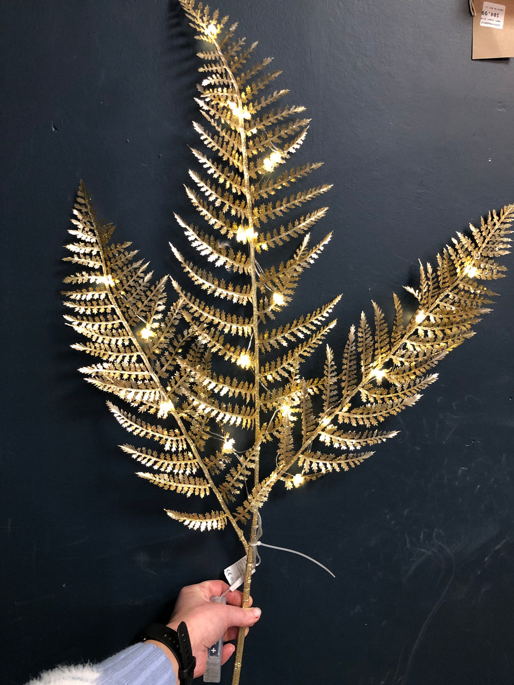 Large gold fern with LED lights