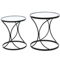 Set of black mirrored nesting tables