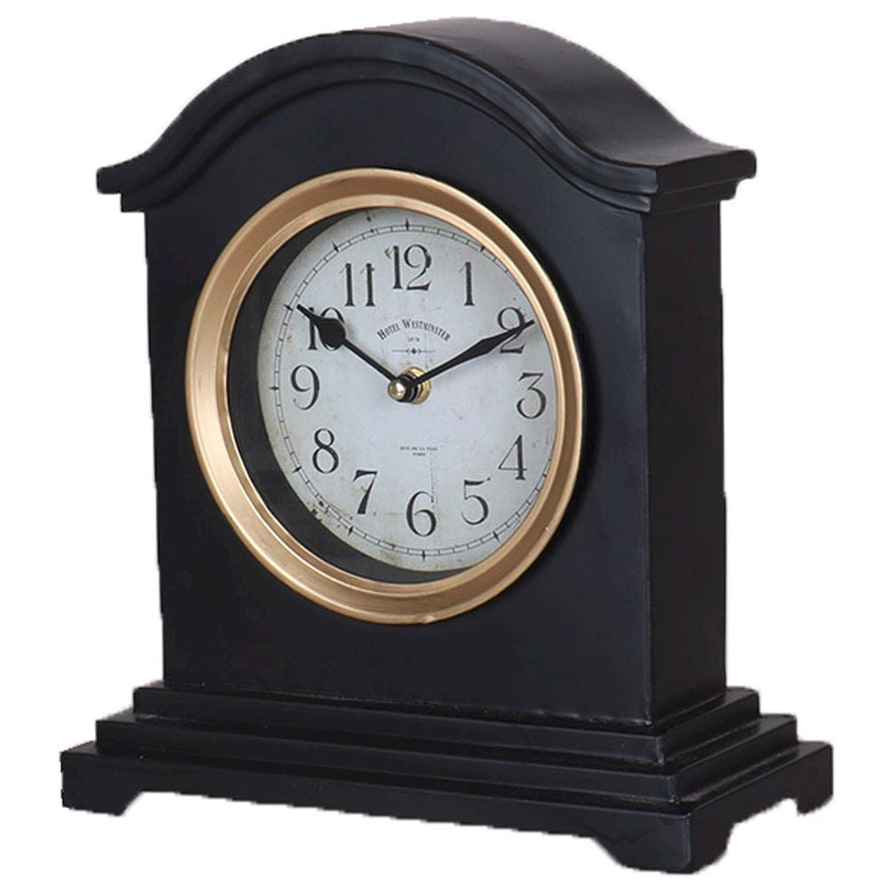 Black and gold mantle clock