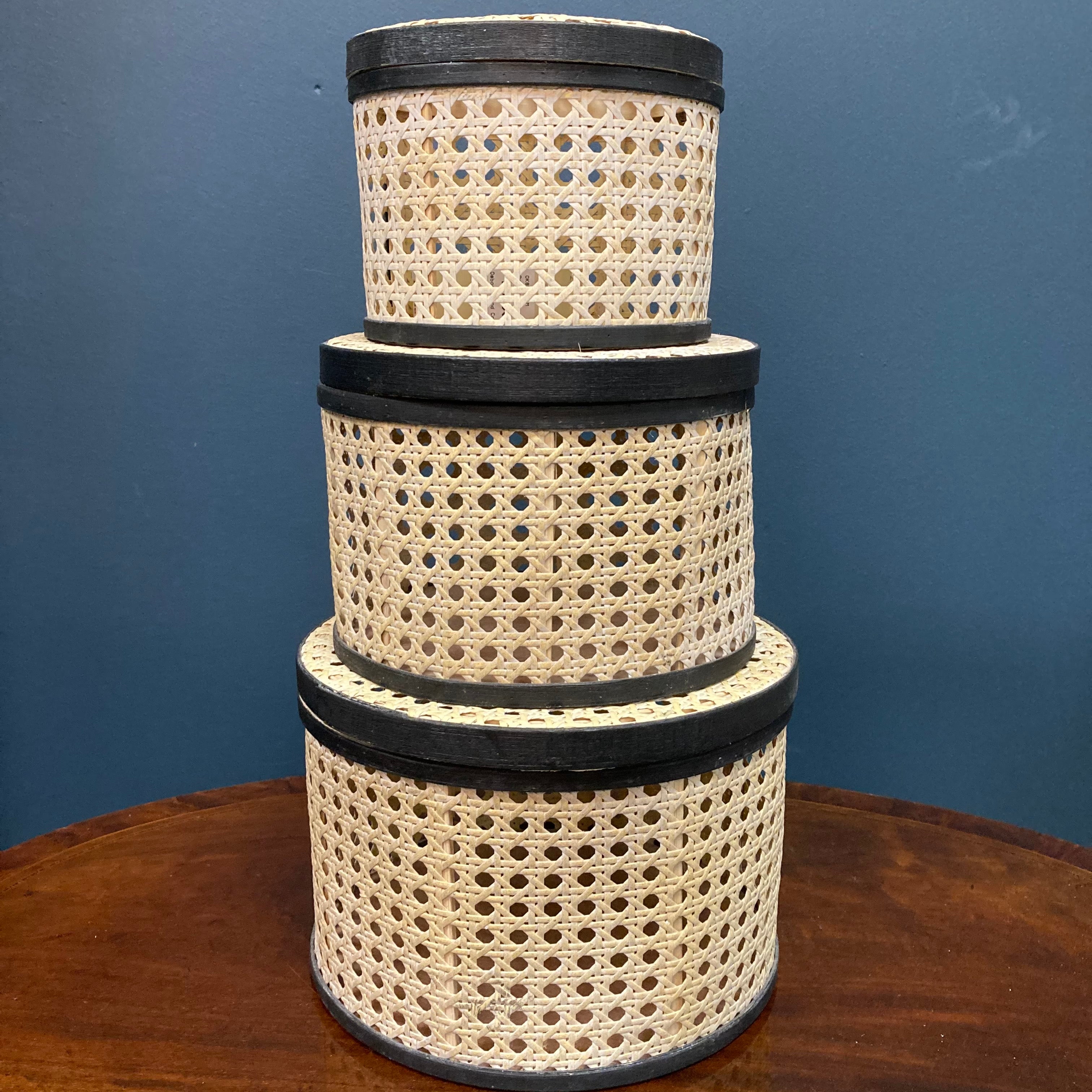 Small monochrome rattan storage basket
