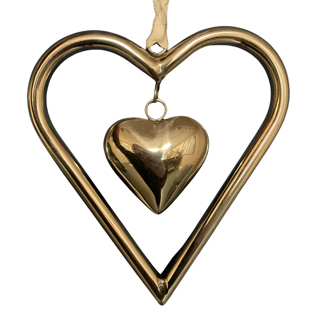 Silver heart within a heart bauble