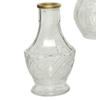 Antique style glass budvase with gold rim