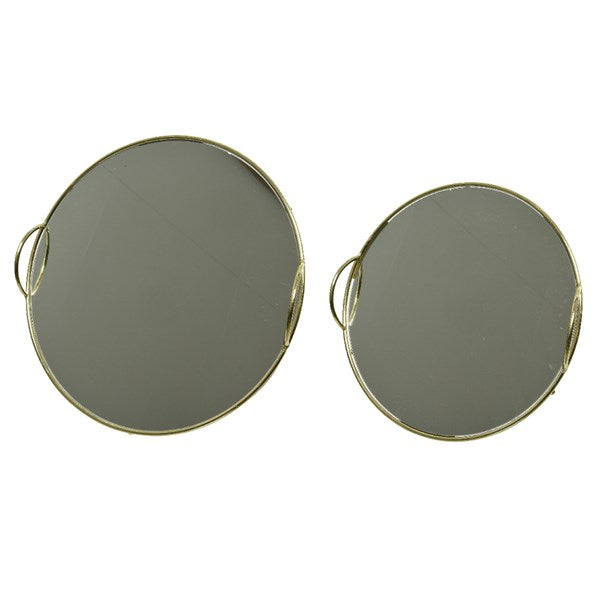 Round gold mirrored tray