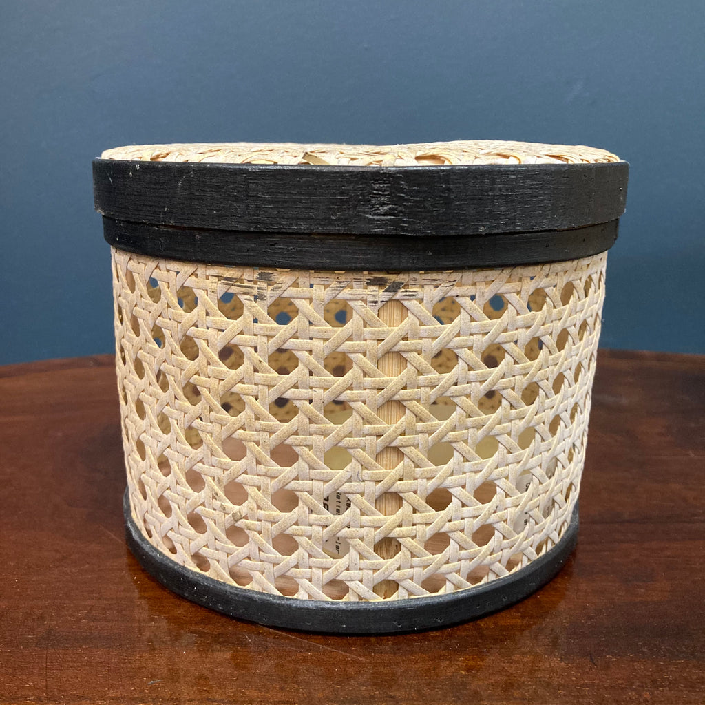Small monochrome rattan storage basket