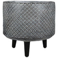 Large grey planter with 3 feet