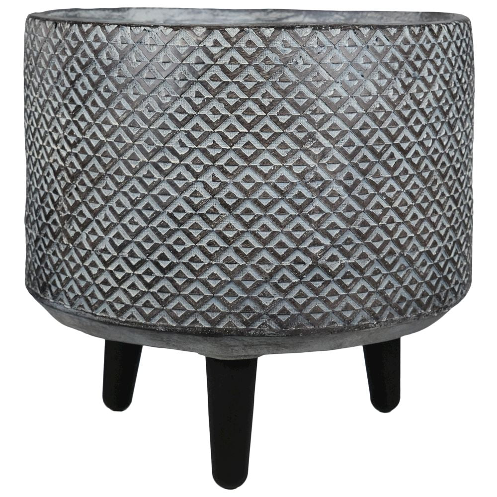 Large grey planter with 3 feet