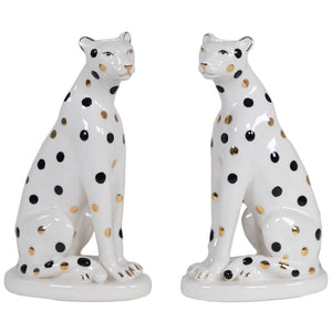Snow leopard candle holders
