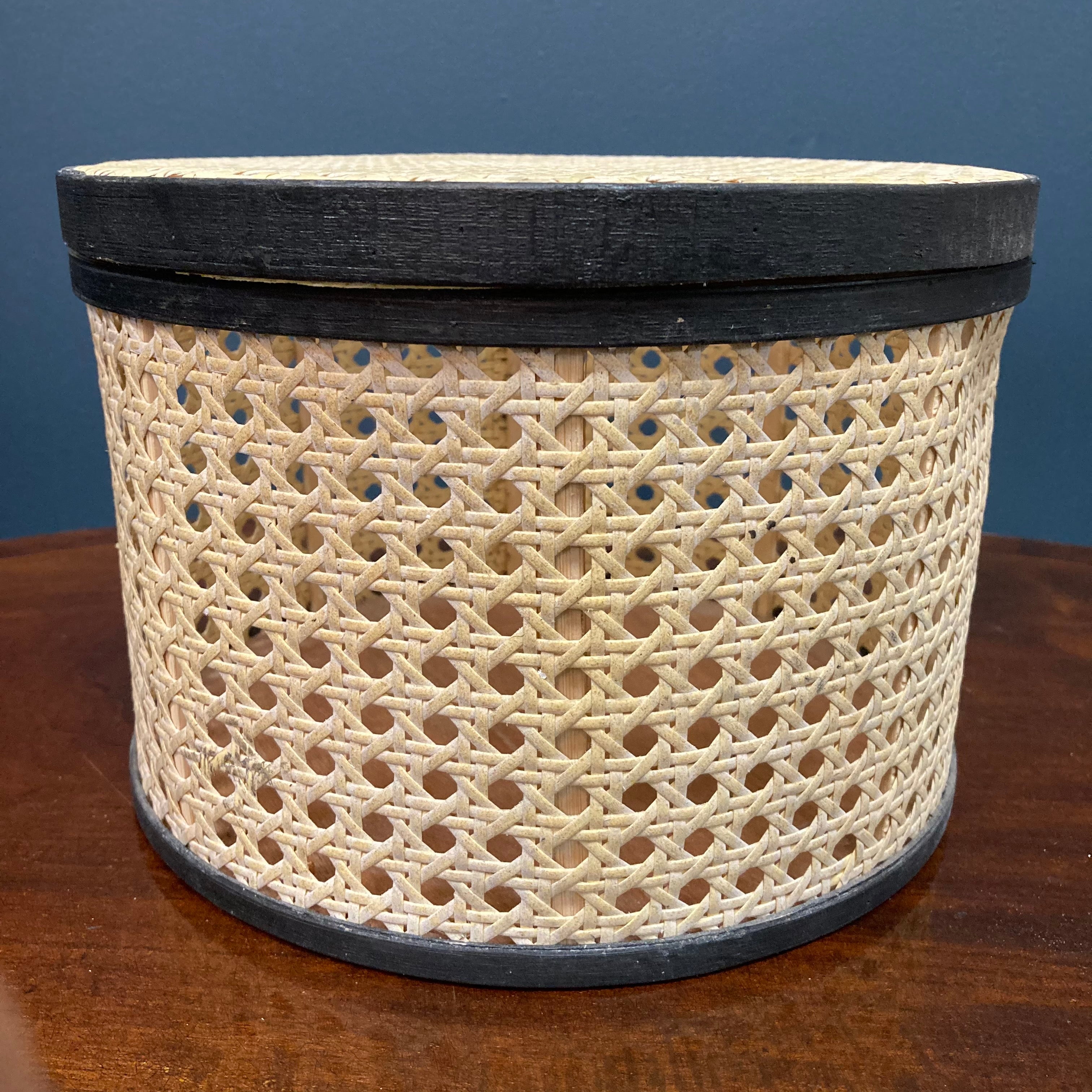 Large monochrome rattan storage basket