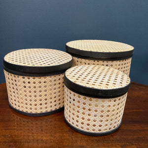 Medium monochrome rattan storage basket