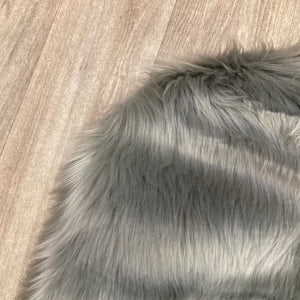 Grey faux fur rug