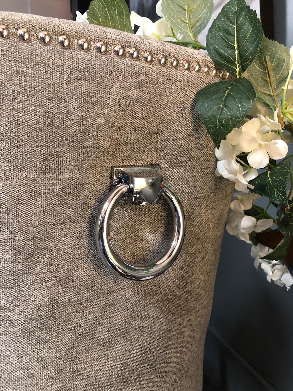 Silver/Grey button front dining chair with knocker back
