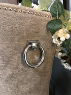 Silver/Grey button front dining chair with knocker back