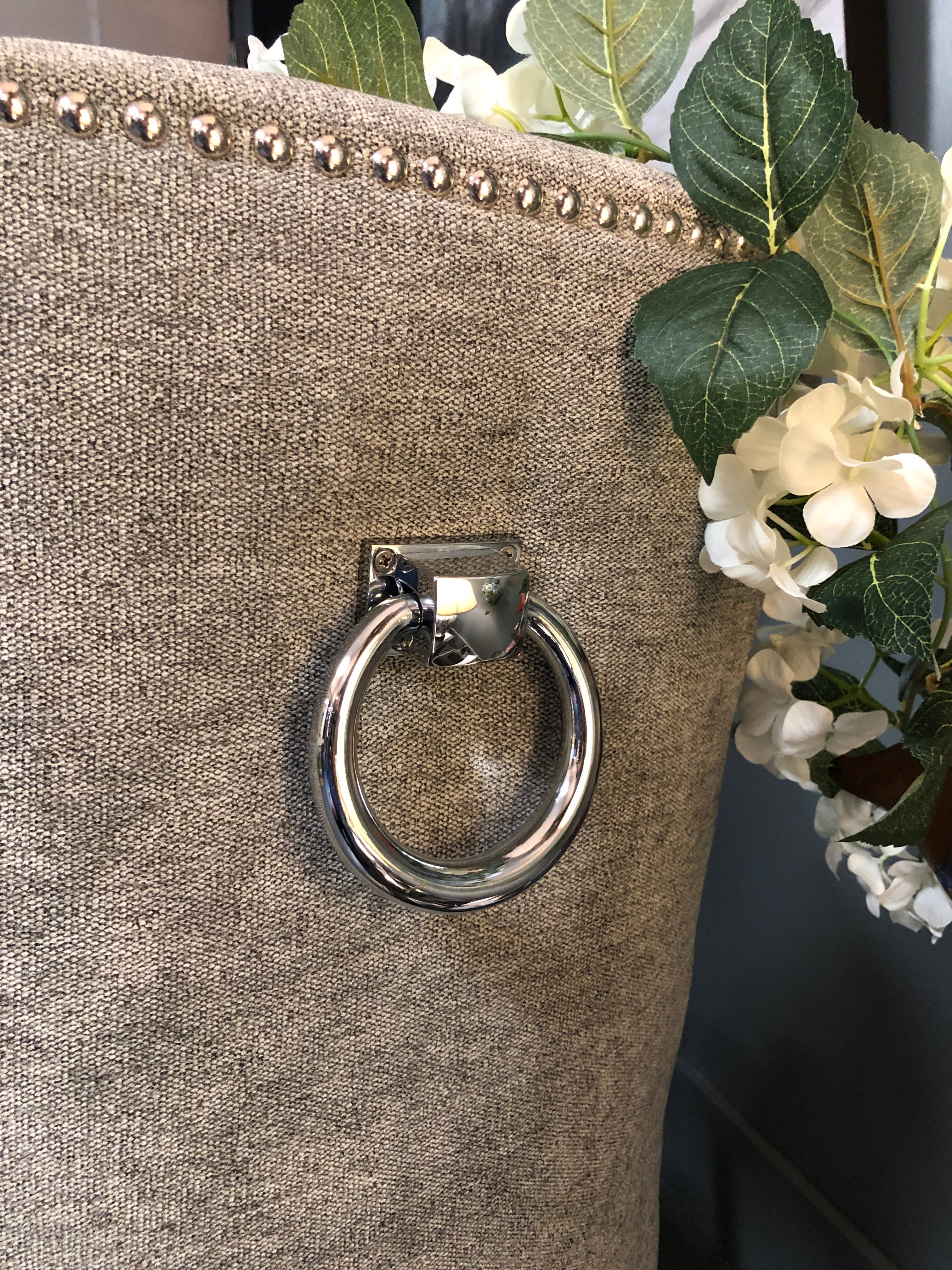 Silver/Grey button front dining chair with knocker back