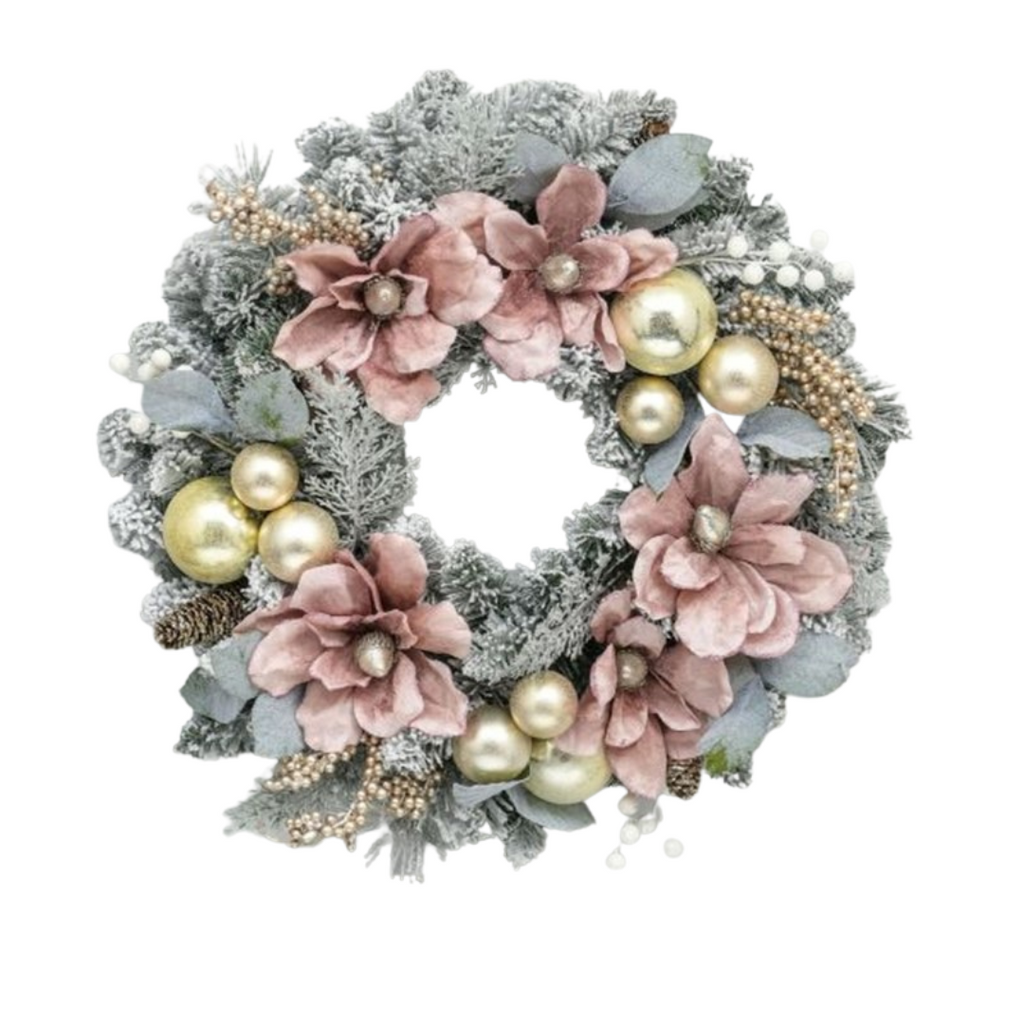 Rose magnolia wreath